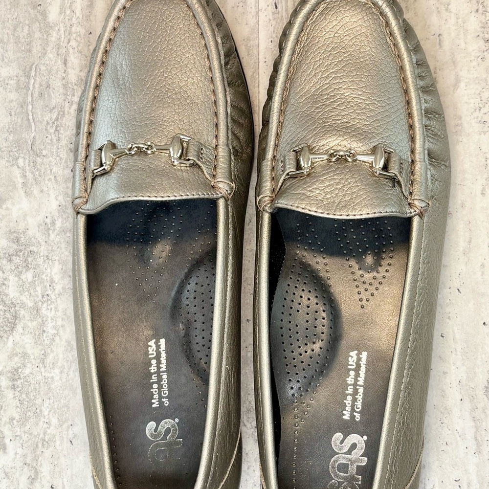 SAS Tripad Comfort Silver Leather Bit Accent Loafers Slip Ons Flats Sz 10.5M - Picture 6 of 10
